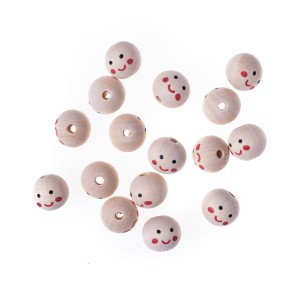 Korale Kulki Drewniane 20mm 16szt Buźki Decoupage