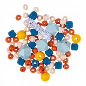 Koraliki DREWNIANE Kolorowe Kulki 80szt ZESTAW EKO