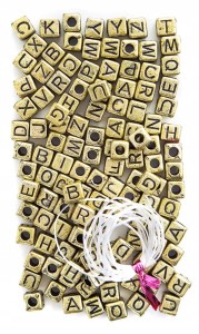 LITERY Koraliki Modułowe złote kostki 5mm 120 szt