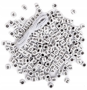 CYFRY Koraliki Modułowe Cyferki kostki 6mm 285 szt