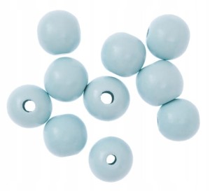 Korale Kulki Drewniane Pastelowe Błękit 25mm 10szt
