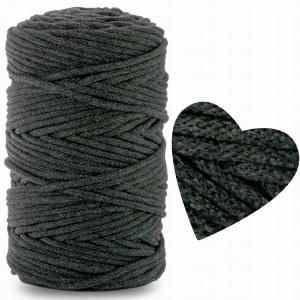 Sznurek Bawełniany Pleciony Antracytowy 100m 5mm