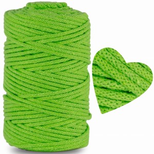 Sznurek Bawełniany Pleciony Limonkowy 5mm 100m