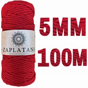 Sznurek Bawełniany do Makramy Czerwony 5mm 100m