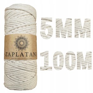 Sznurek Bawełniany do Makramy ECRU 5mm 100m EKO
