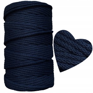 Sznurek Bawełniany Pleciony Ciemny Jeans 5mm 50m