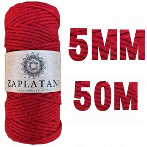 Sznurek Bawełniany do Makramy Czerwony 5mm 50m