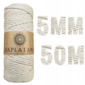 Sznurek Bawełniany do Makramy ECRU 5mm 50m EKO