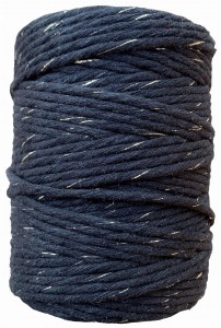 Sznurek Bawełniany Czarny Złota Nitka 3mm 100m